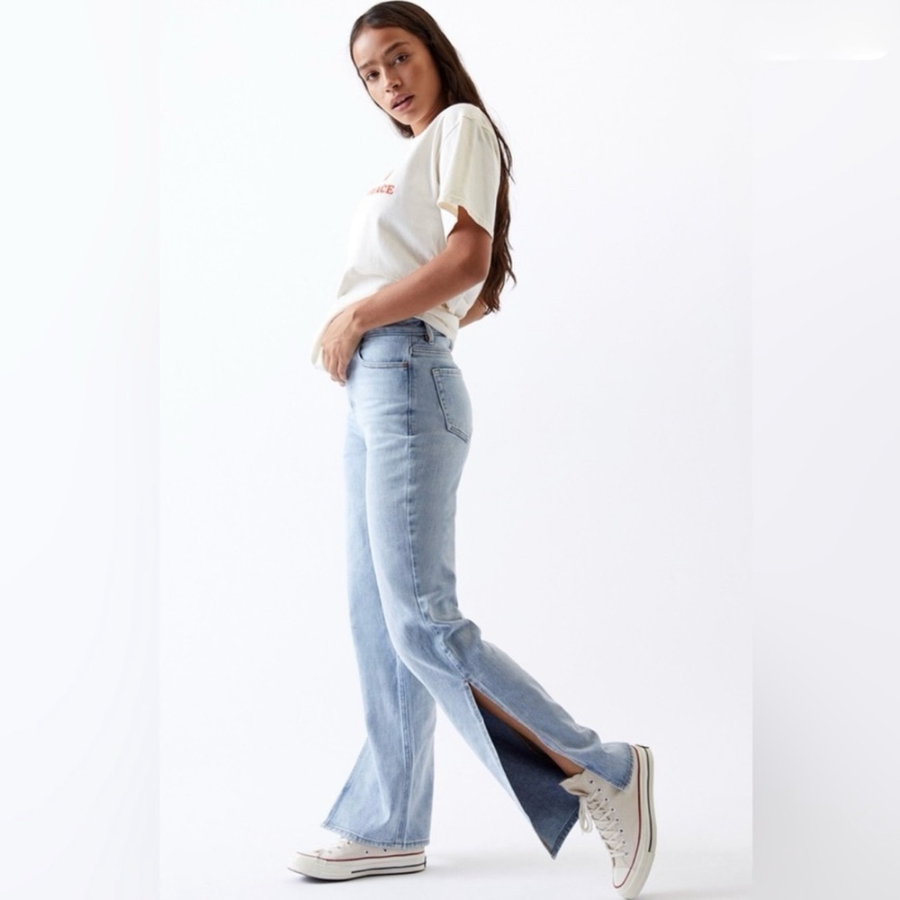 PacSun Dad Jeans Size 28 High Waist Straight Leg Distressed Hem